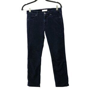 Uniqlo Heattech Corduroy Pants Womens XS (24-25) Navy Blue Skinny Low Rise